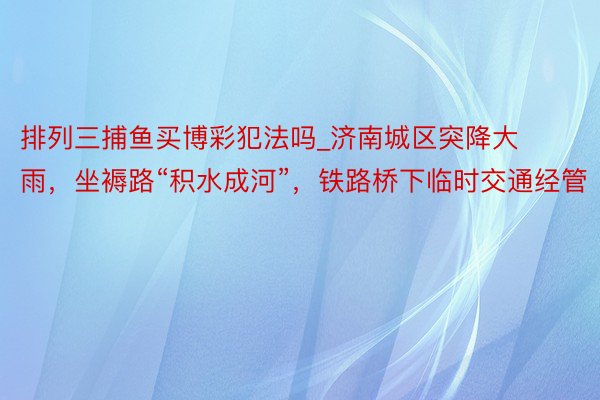 排列三捕鱼买博彩犯法吗_济南城区突降大雨，坐褥路“积水成河”，铁路桥下临时交通经管