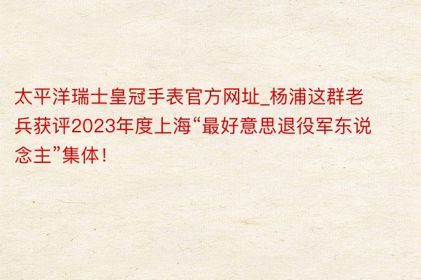 太平洋瑞士皇冠手表官方网址_杨浦这群老兵获评2023年度上海“最好意思退役军东说念主”集体！