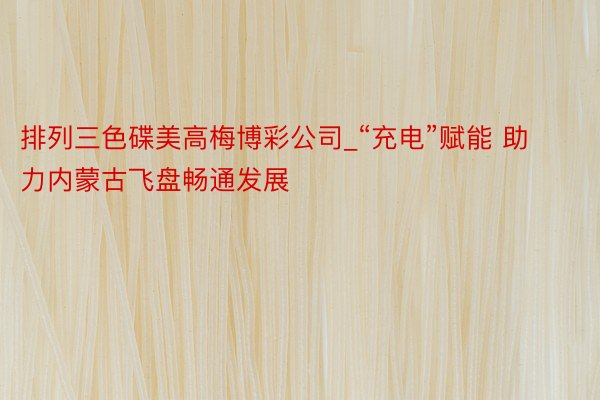排列三色碟美高梅博彩公司_“充电”赋能 助力内蒙古飞盘畅通发展